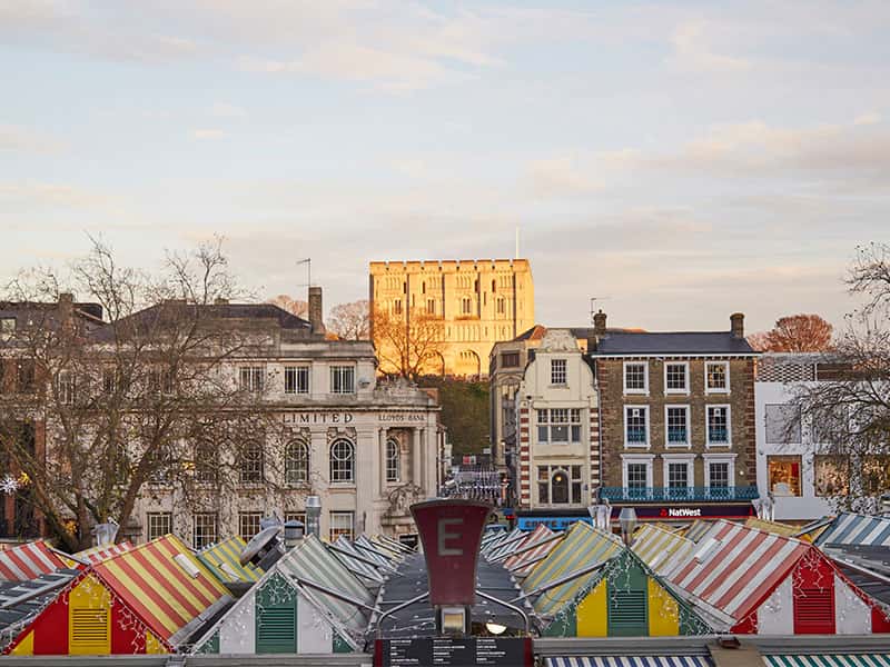 Image of Norwich's Medieval castle and market place