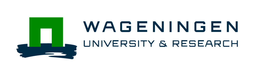 Logo of Wageningen University & Research featuring a green abstract symbol above a dark blue brushstroke, with the text "WAGENINGEN UNIVERSITY & RESEARCH" in bold blue letters to the right.